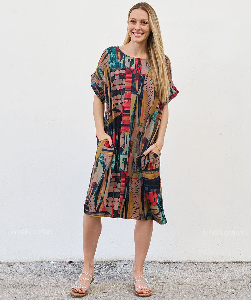 Robe Courte Décontractée à Poches – Ornella Caftan™