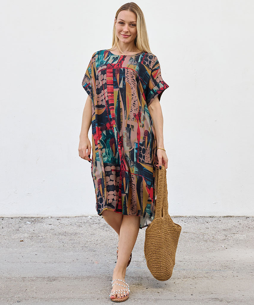 Robe Courte Décontractée à Poches – Ornella Caftan™