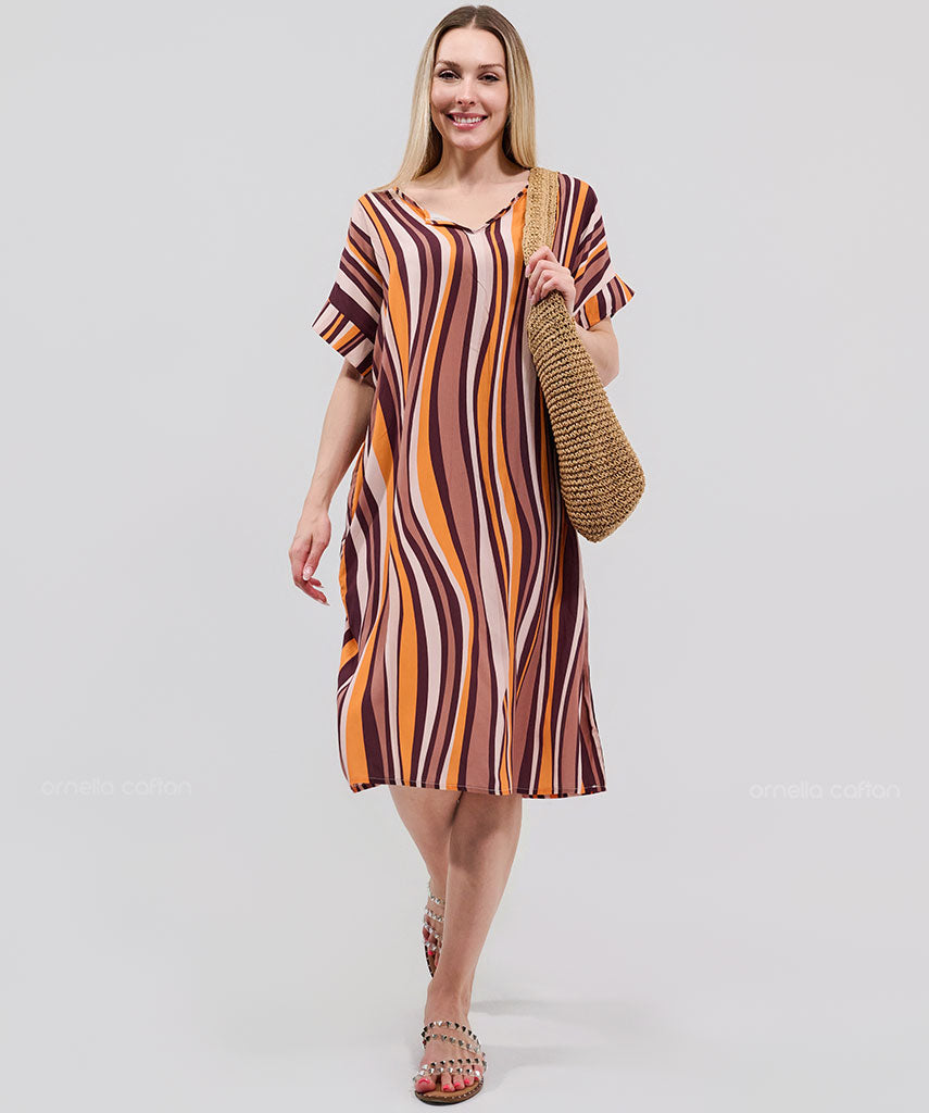 Robe Courte Décontractée à Poches – Ornella Caftan™
