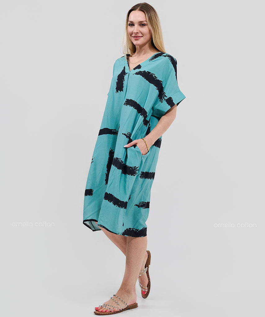 Robe Courte Décontractée à Poches – Ornella Caftan™