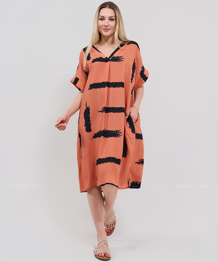 Robe Courte Décontractée à Poches – Ornella Caftan™