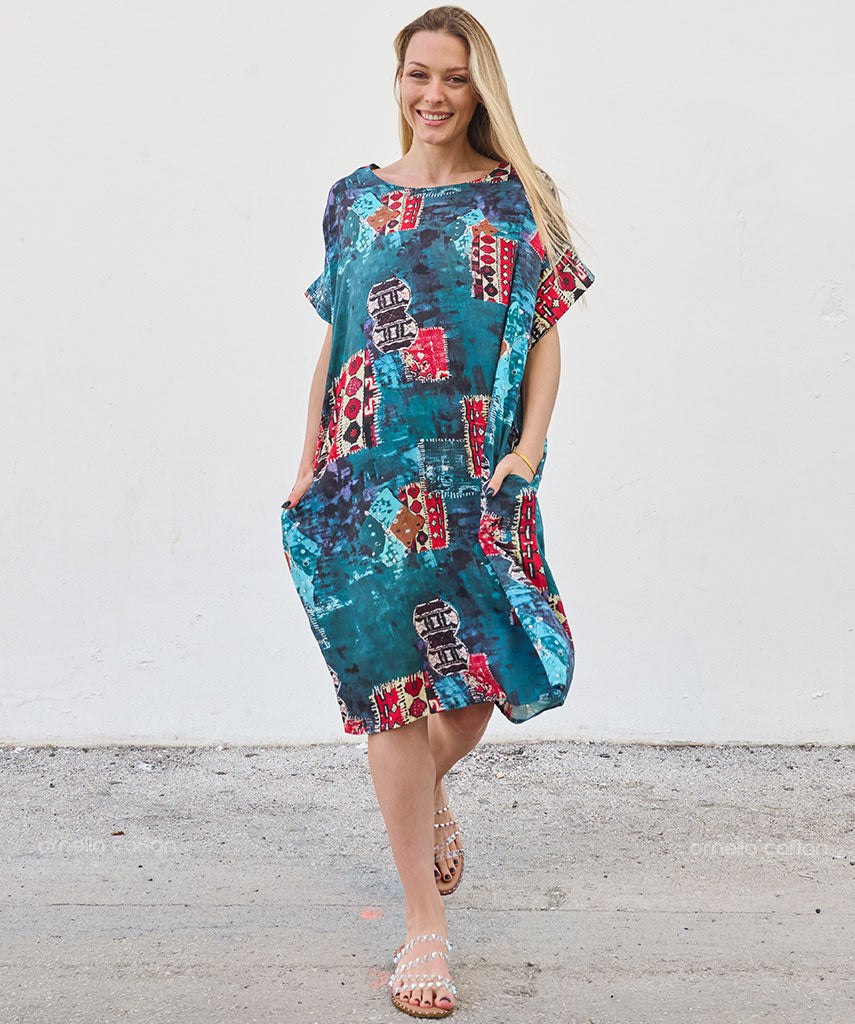 Robe Courte Décontractée à Poches – Ornella Caftan™