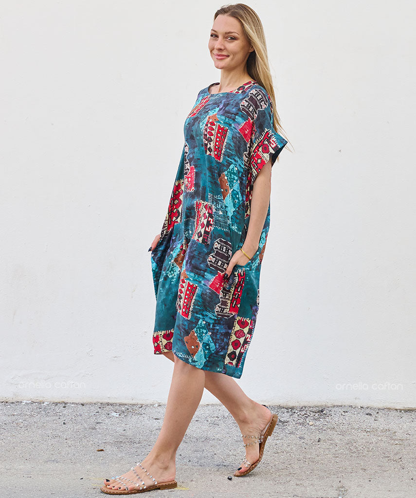 Robe Courte Décontractée à Poches – Ornella Caftan™