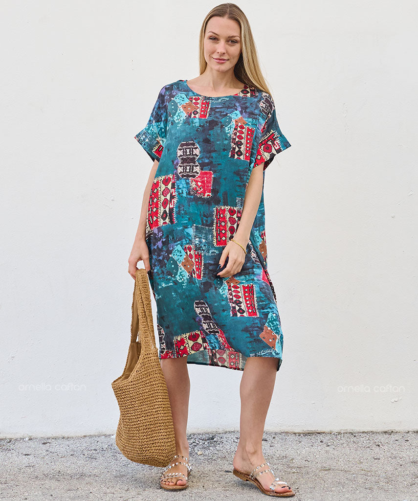 Robe Courte Décontractée à Poches – Ornella Caftan™