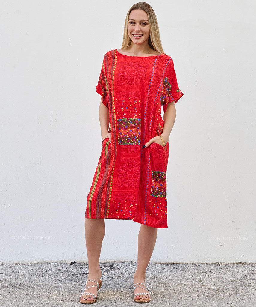 Robe Courte Décontractée à Poches – Ornella Caftan™