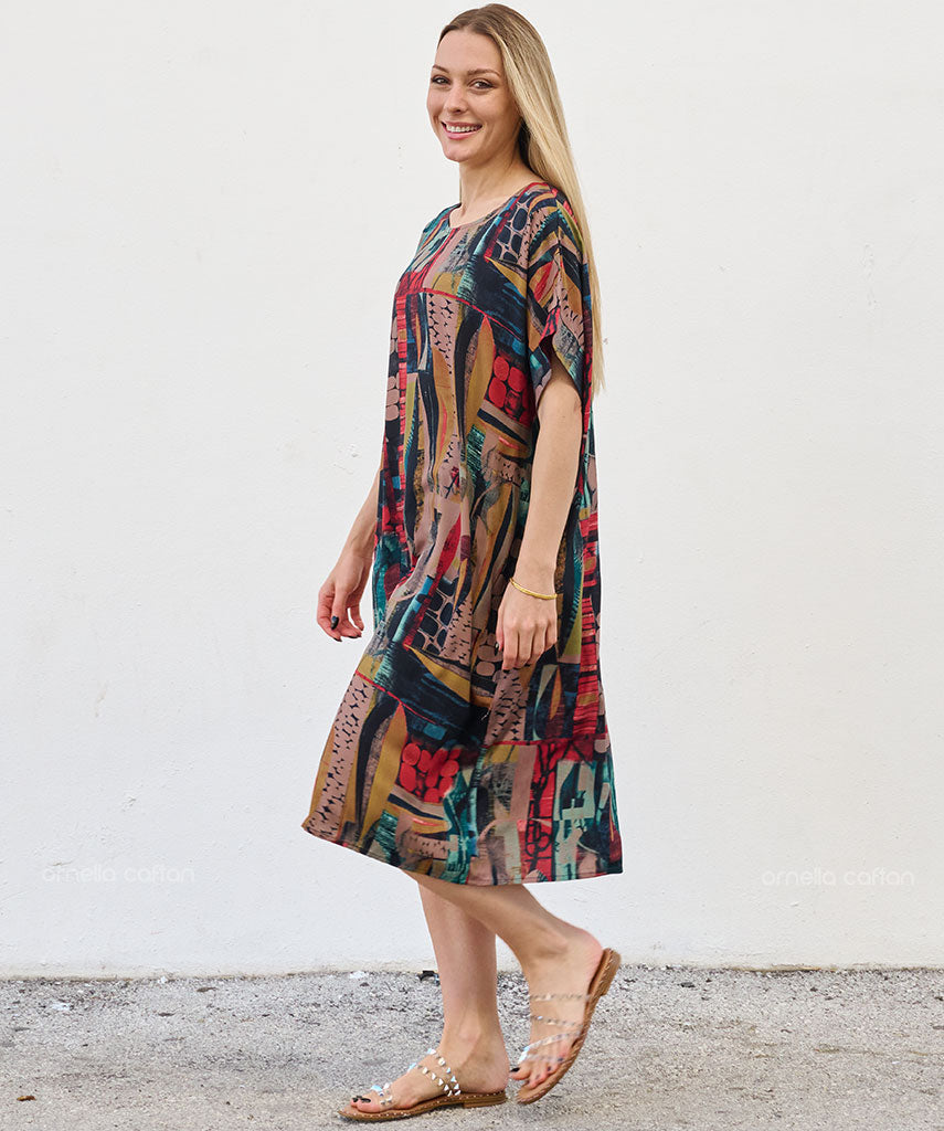 Robe Courte Décontractée à Poches – Ornella Caftan™