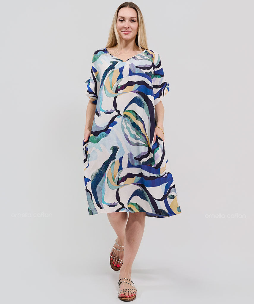 Robe Courte Décontractée à Poches – Ornella Caftan™