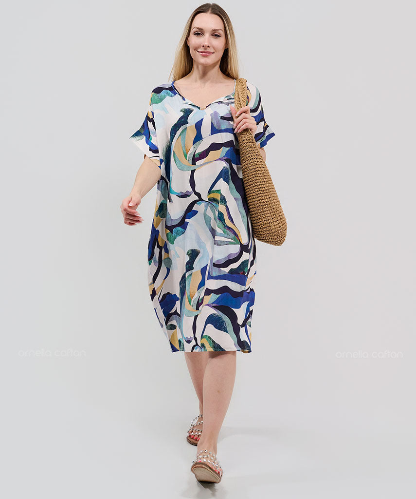 Robe Courte Décontractée à Poches – Ornella Caftan™