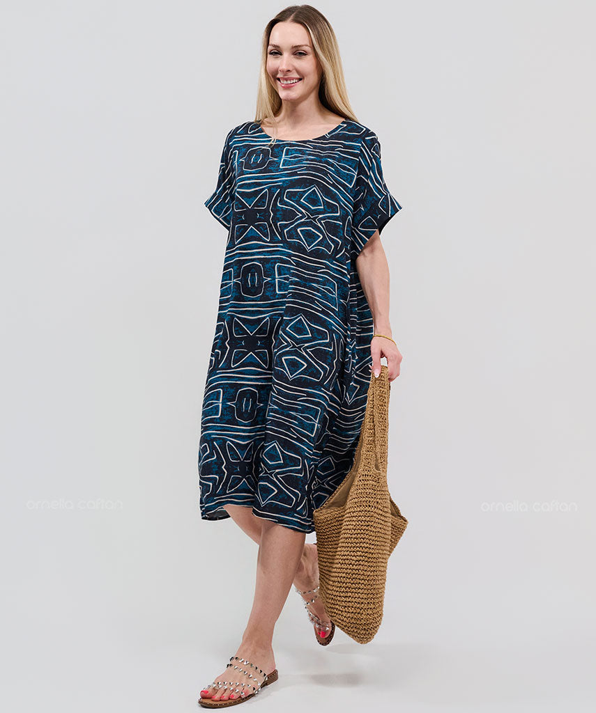 Robe Courte Décontractée à Poches – Ornella Caftan™