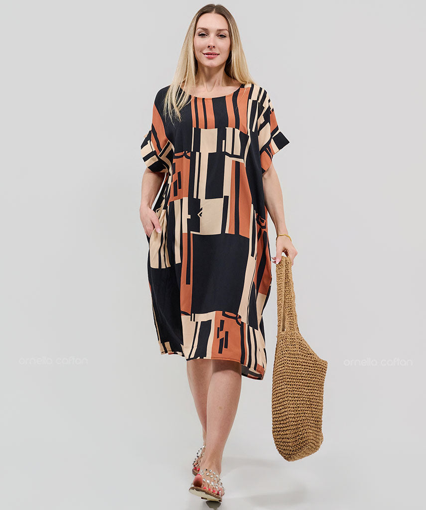 Robe Courte Décontractée à Poches – Ornella Caftan™