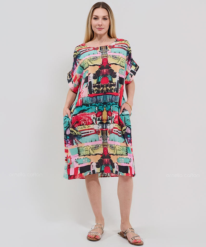Robe Courte Décontractée à Poches – Ornella Caftan™