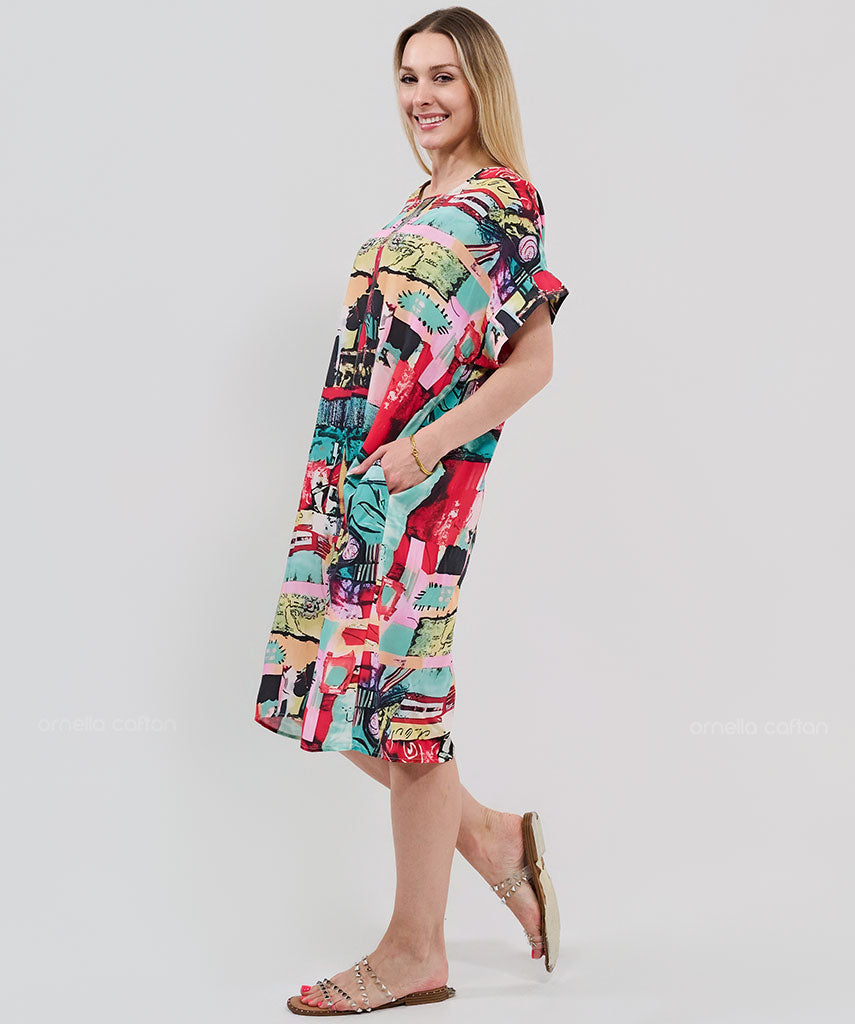 Robe Courte Décontractée à Poches – Ornella Caftan™
