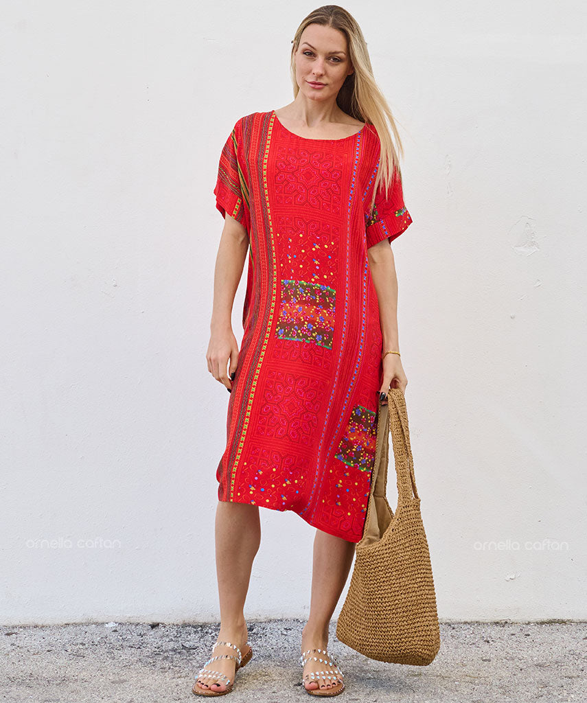 Robe Courte Décontractée à Poches – Ornella Caftan™